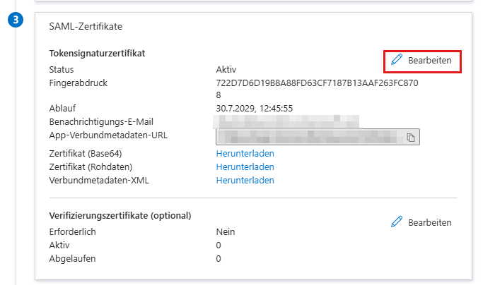 Abschnitt 3 „SAML-Zertifikate