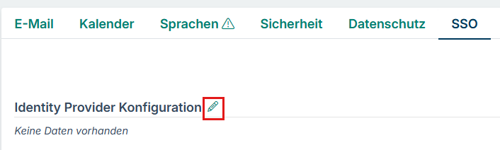 Bereich „Identity Provider Konfiguration